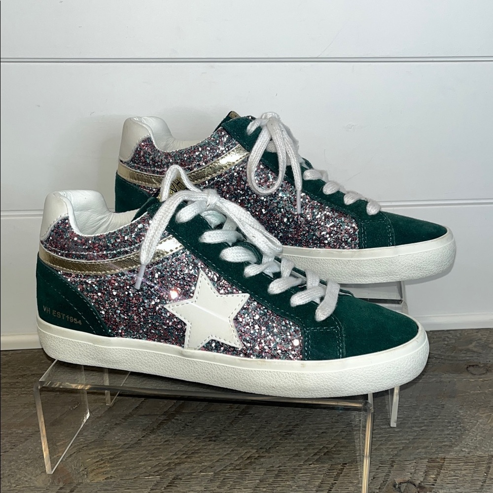 Vintage Havana Bounce Glitter Sneakers Green Multi Sparkle Lace Up - Size 7.5 - Picture 4 of 10